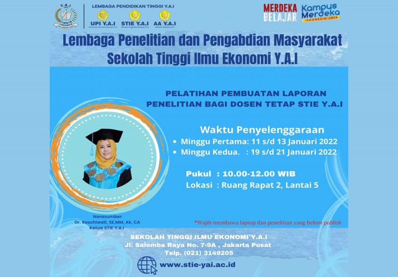 PELATIHAN PEMBUATAN LAPORAN PENELITIAN BAGI DOSEN TETAP STIE Y.A.I