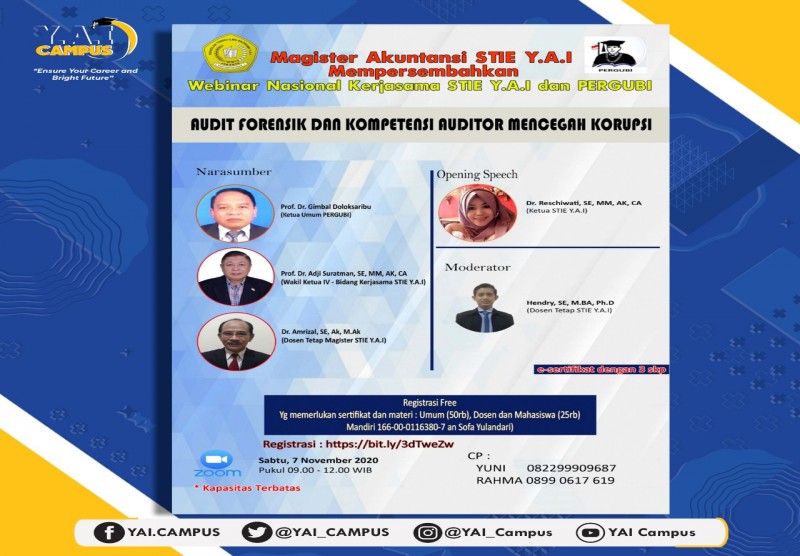 Webinar Nasional dengan Tema "Audit Forensik dan Kompetensi Auditor Mencegah Korupsi"