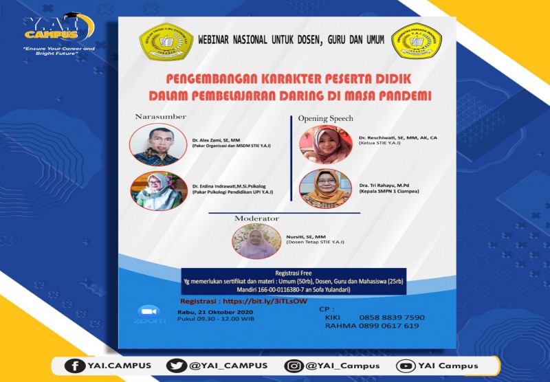 Webinar Nasional dengan Tema "Pengembangan Karakter Peserta Didik Dalam Pembelajaran Daring Di Masa Pandemi"